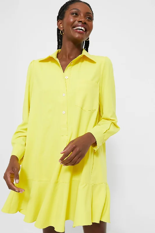 Neon Yellow Crepe Callahan Shirt Dress