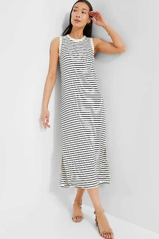 Navy Stripe Sleeveless Gio Maxi Dress