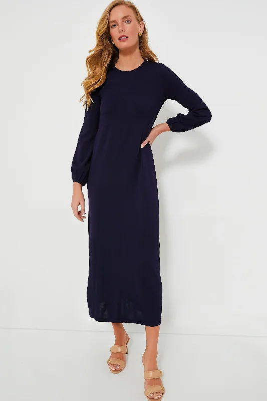 Navy Double Knit Lennox Dress