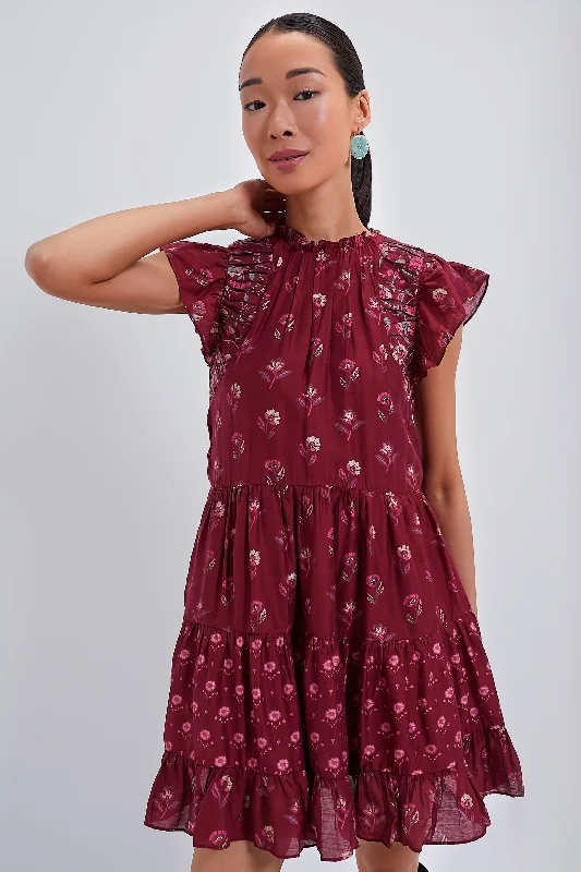 Magenta Famke Print Flutter Sleeve Tunic Dress