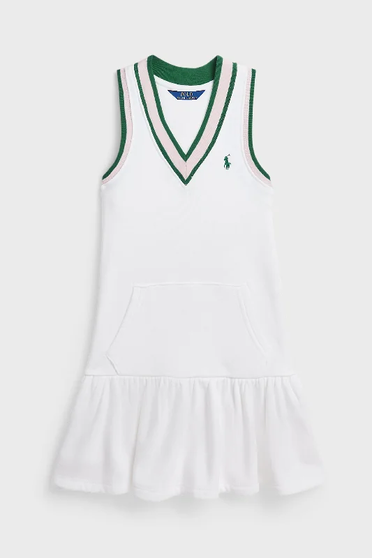 Girls Cricket-Stripe Cotton Terry Dress