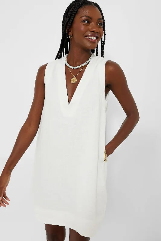 White Linen Melanie Dress