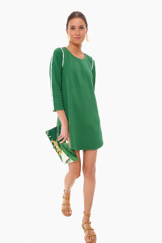 Green Seamed Shift Dress