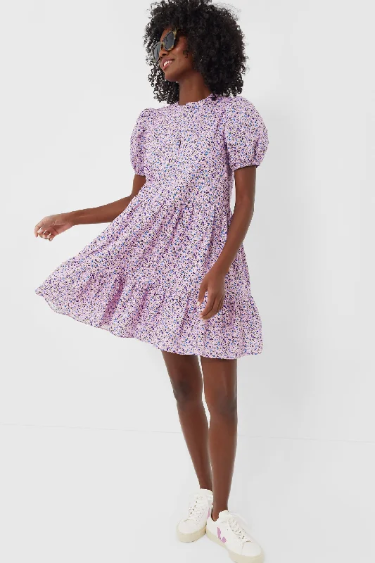 Lilac Floral Zip Front Ellie Mini Dress