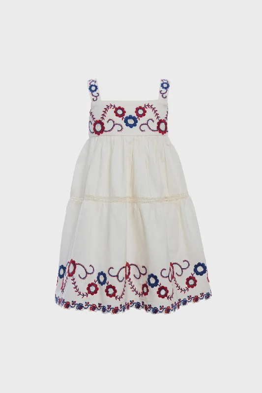 White Soren Embroidery Sleeveless Dress