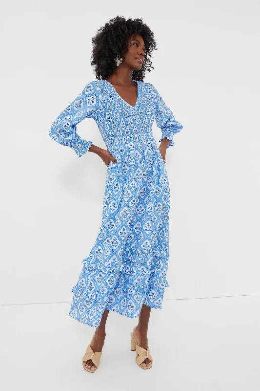 Exclusive Ocean Trellis V Neck Isabel Dress