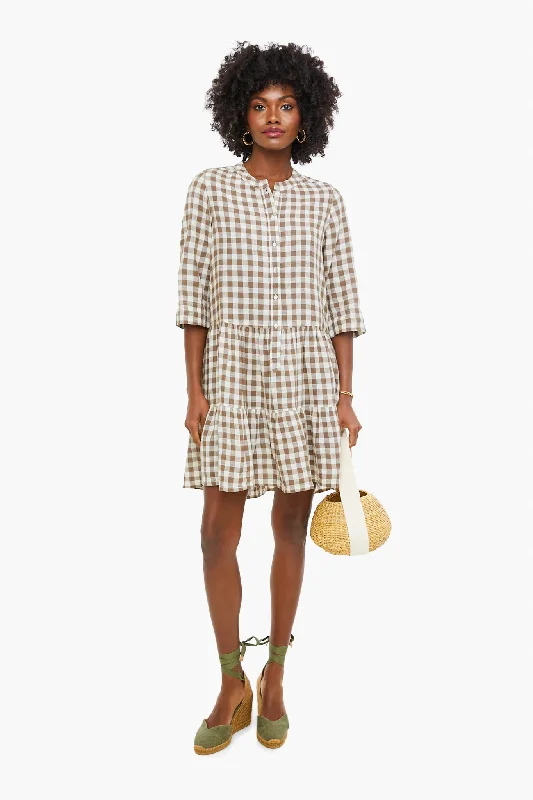 Walnut Gingham Maurino Drop Waist Mini