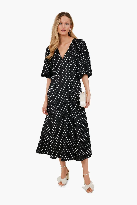 Black Harmony Dot Cloque Dress