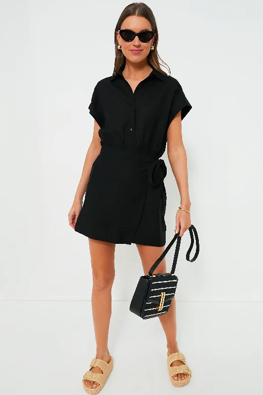 Black Catania Wrap Mini Dress