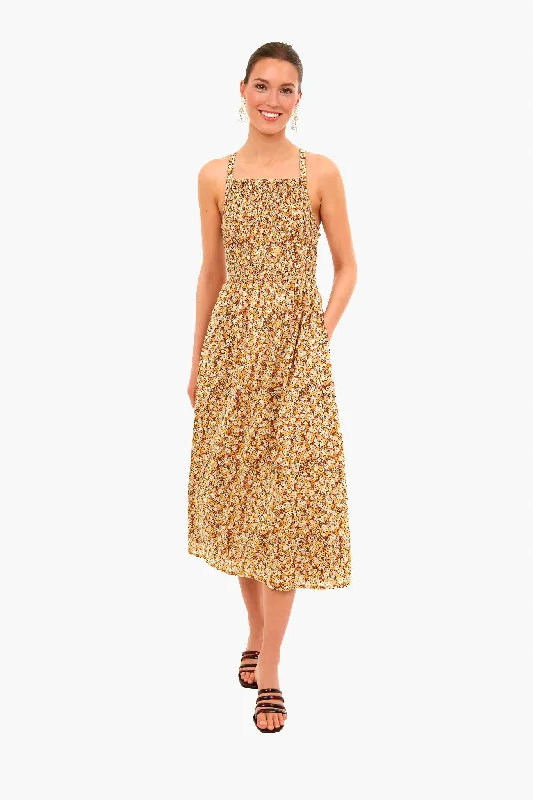 Edelyn Floral Print Claretta Midi Dress