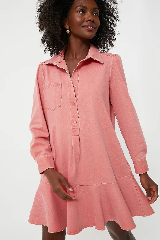 Nantucket Red Stretch Twill Callahan Shirt Dress