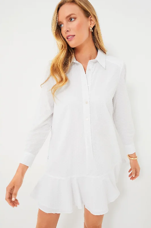 White Swiss Dot Callahan Shirt Dress