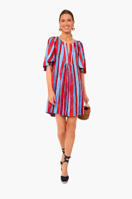 Painterly Stripe Finley Flutter Sleeve Dress