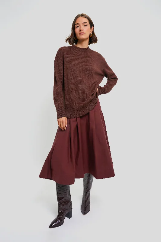 Burgundy Kerith Solid Sportswear Knitted Combo Dress