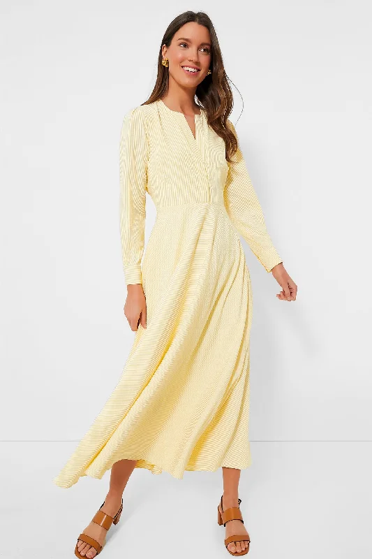 Lemon Seersucker Stripe Mila Dress