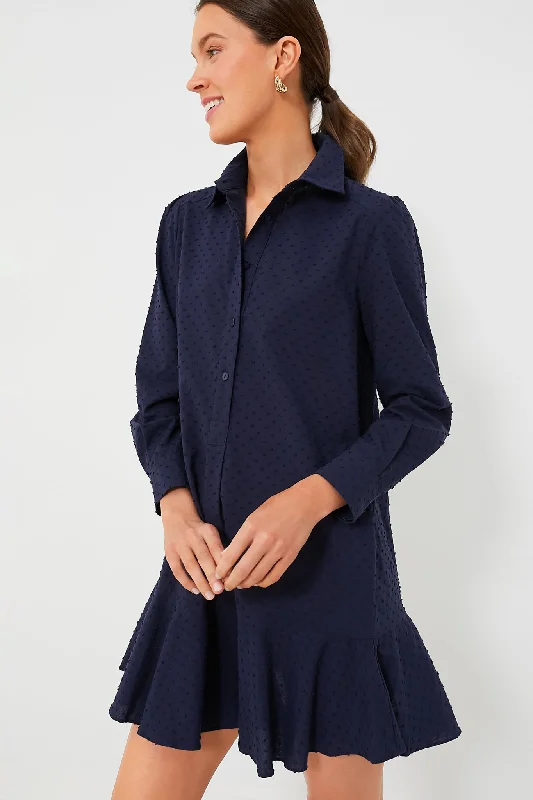 Navy Swiss Dot Callahan Shirt Dress