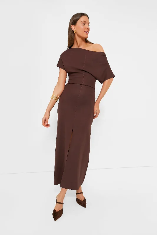 Bitter Chocolate Harris Asymmetric Knit Dress