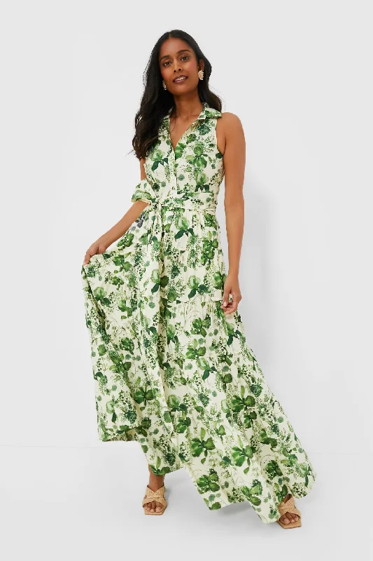 Olive Hanging Orchids Adriana Dress