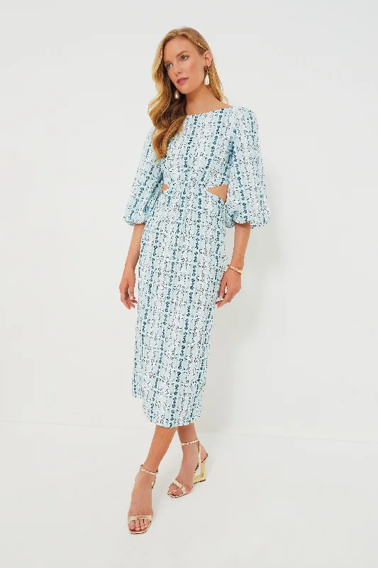 Blue Geo Stripe Cut Out Campbell Dress