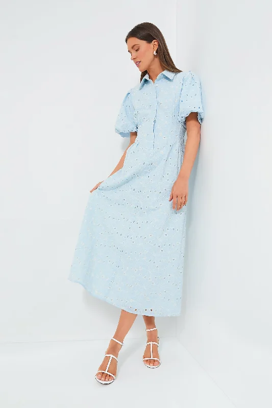 Airy Blue Eyelet Delaney Dress