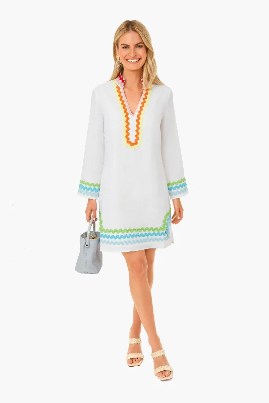 Rainbow Ric Rac Long Sleeve Classic Tunic Dress