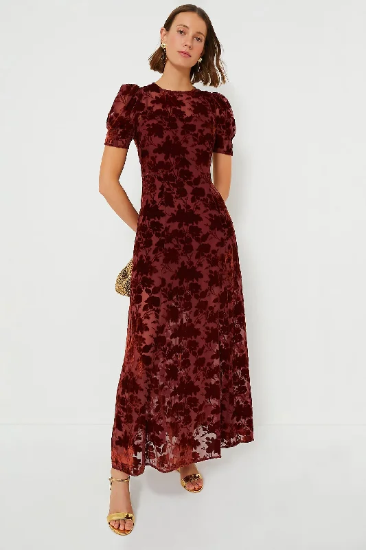 Copper Floral Ralph Velvet Dress