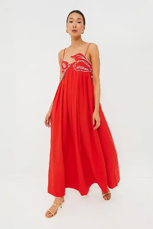 Exclusive Red Fish Top Maxi Dress