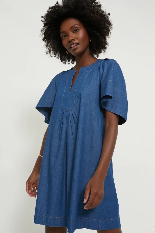 Denim Finley Flutter Sleeve Dress