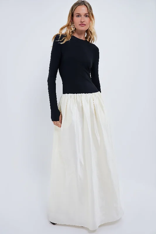 Black and Ivory Meringue Maxi Dress