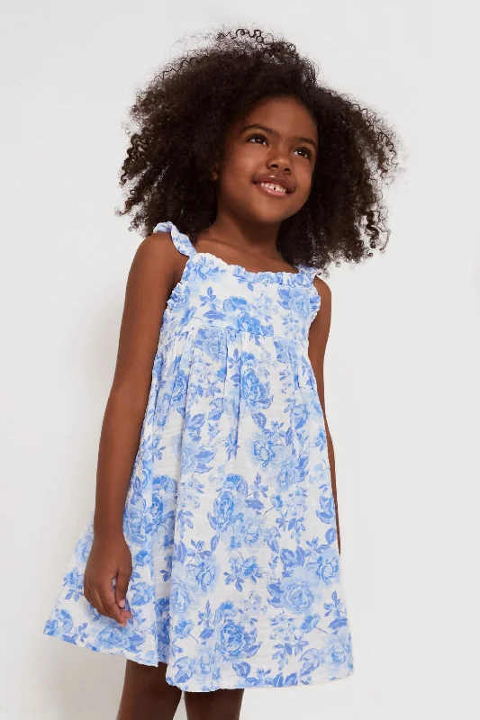 Roses in Blue Paperbag Ruffle Sundress