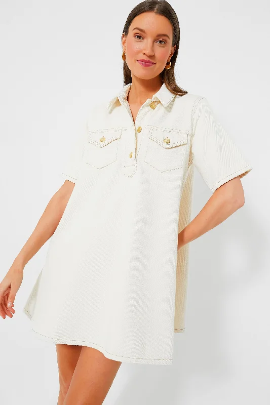 Egret Heavy Denim Mini Dress