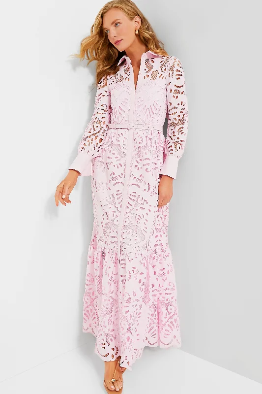 Pink Cotton Lace Maxi Dress