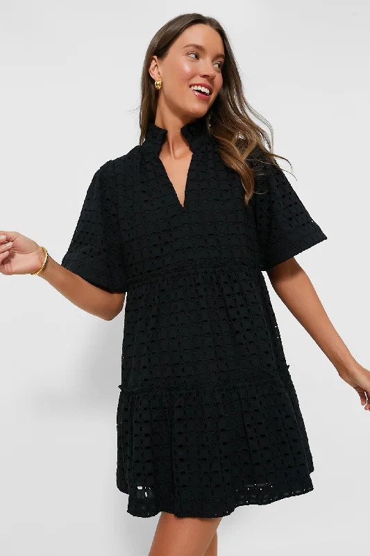 Black Eyelet Crawford Dress