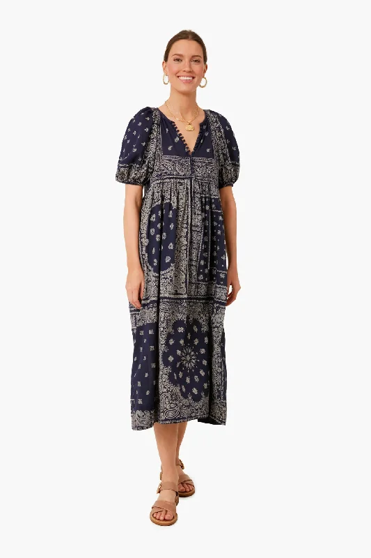 Navy Bandana Print The Ravine Dress