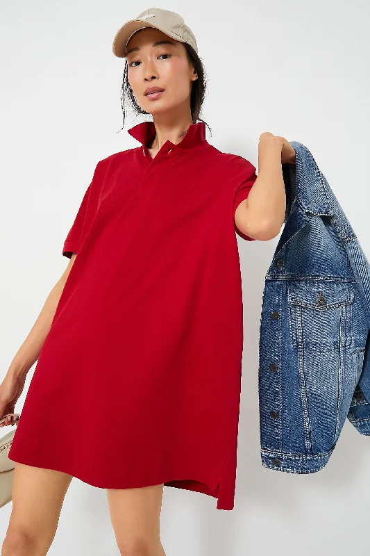 Red Pique Teller Polo Dress