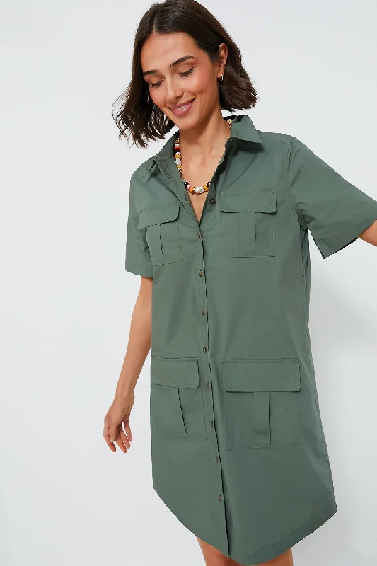 Olive Lightweight Poplin Nala Dress