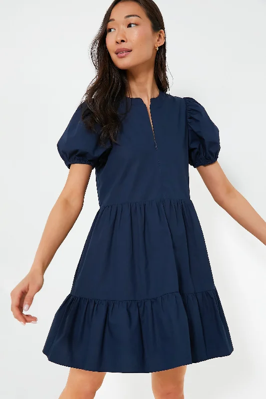 Navy Zip Front Ellie Mini Dress