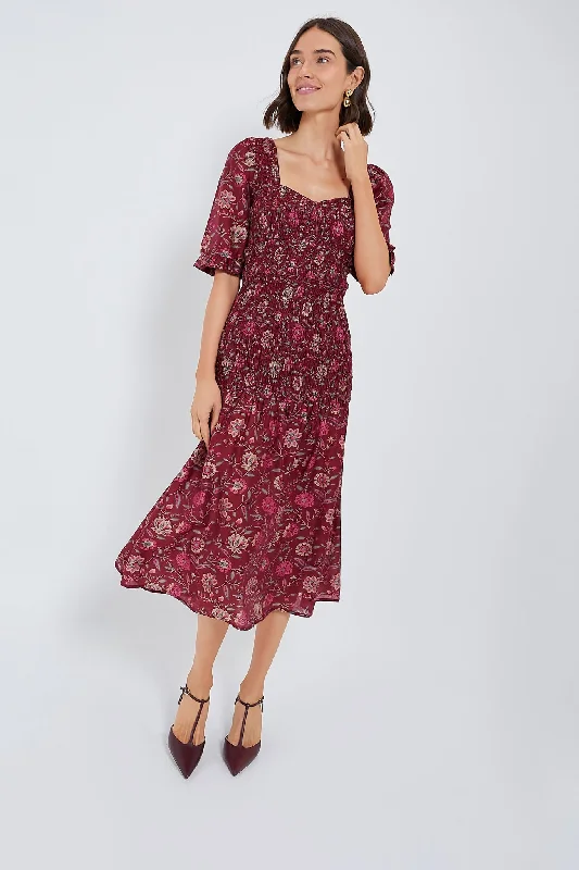 Magenta Famke Print Long Sleeve Heartneck Dress