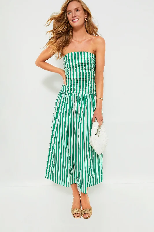 Green Curacao Stripe Selma Dress