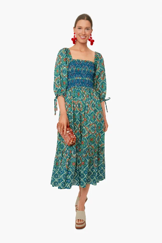 Moroccan Tile Teal Jazzy Dress