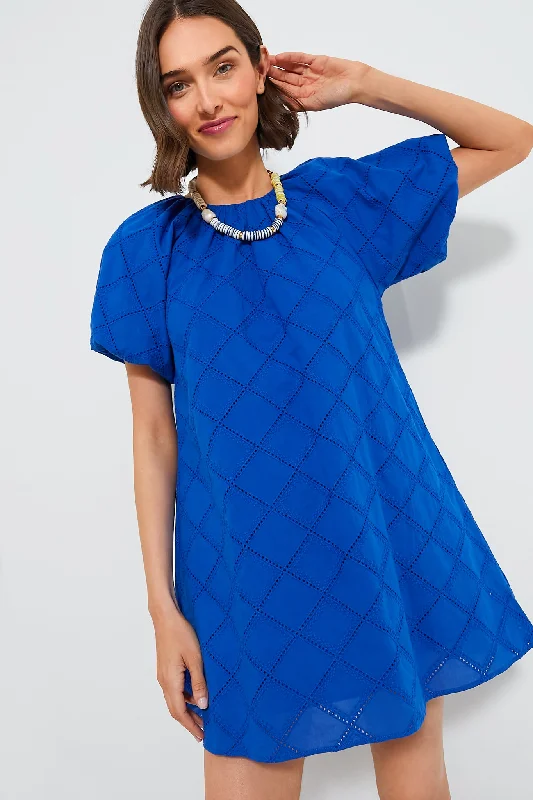 Royal Blue Eyelet Quincy Mini Dress