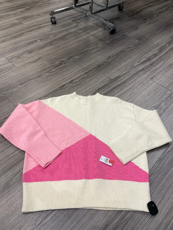 Sweater By Clothes Mentor In Pink & White, Size: L