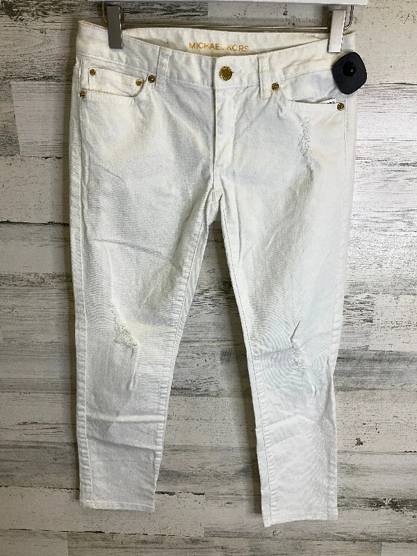 White Denim Pants Cropped Michael By Michael Kors, Size 0