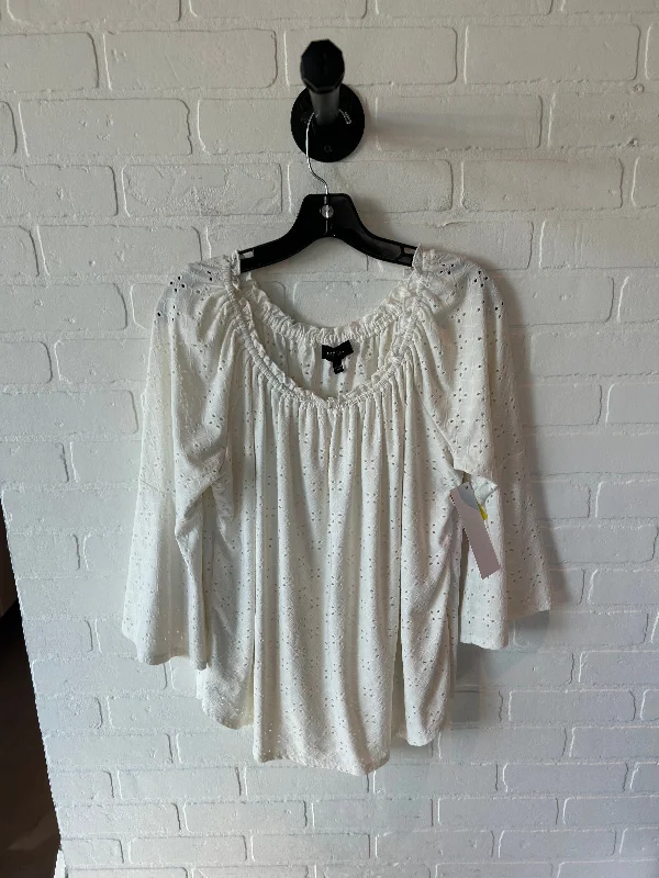 Top 3/4 Sleeve By Melissa Paige In Cream, Size: L