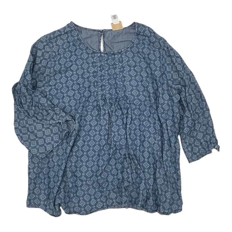 Top 3/4 Sleeve By Ruby Rd In Blue Denim, Size:1X