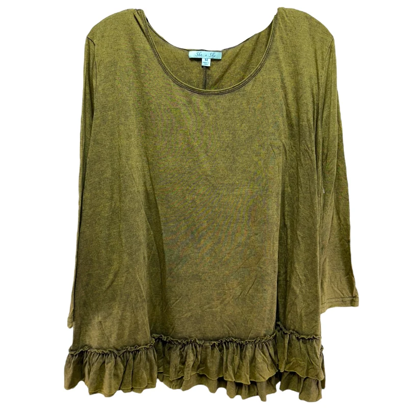 Top 3/4 Sleeve By She + Sky In Green, Size: M