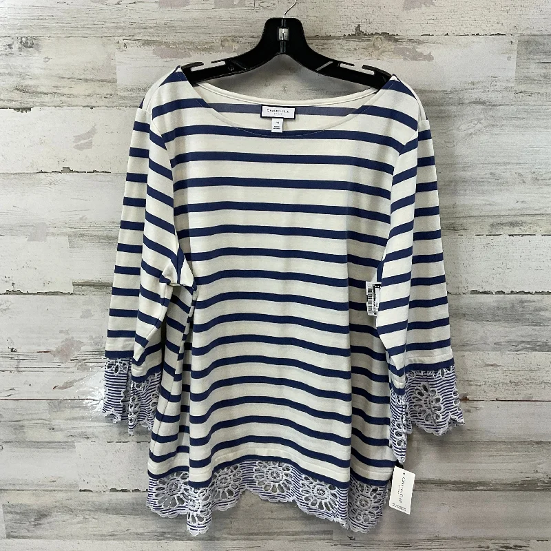 Top Long Sleeve Basic By Charter Club In Blue, Size: 3x