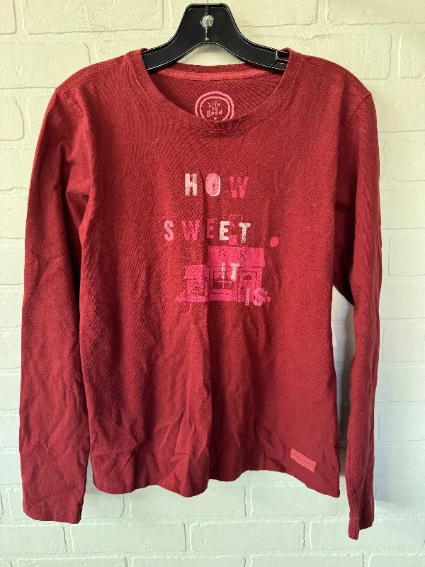 Top Long Sleeve Basic By Life Is Good In Red, Size: M