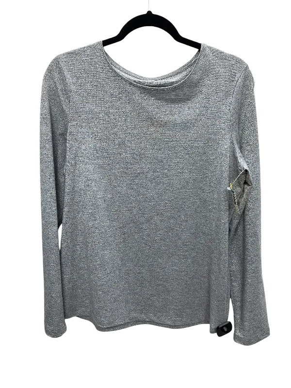 Top Long Sleeve Basic By Talbots In Silver, Size: M