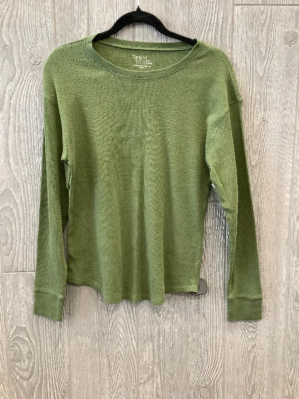 Top Long Sleeve Basic By Time And Tru In Green, Size: M